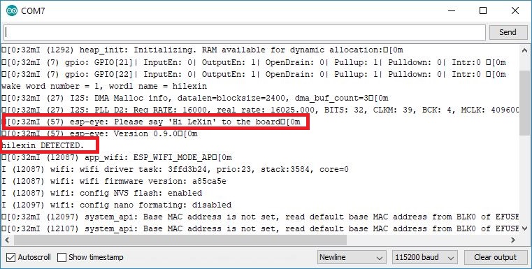 Testing the ESP-EYE Board Demonstration Arduino IDE Serial Monitor