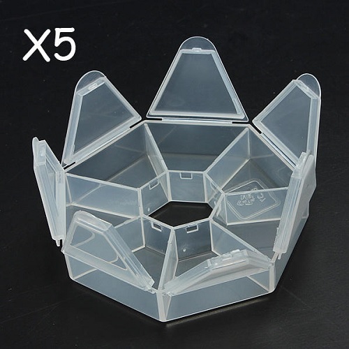 5pcs Clear Organizer Storage Containers Case