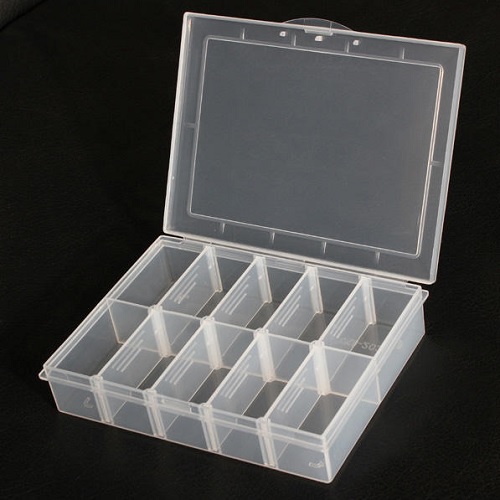 Storage Plastic Electronics Tool Box with 10 Compartments