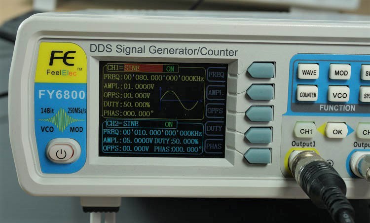 FY6800 2-Channel DDS Arbitrary Waveform Signal Generator sine wave