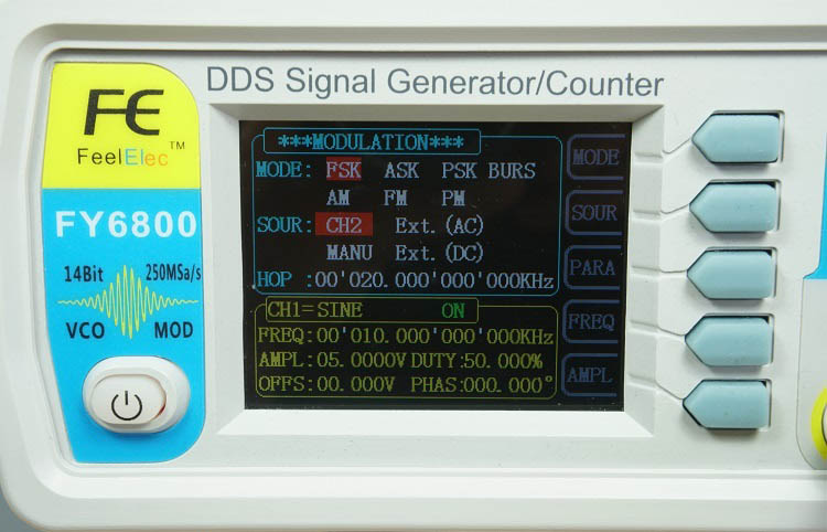 FY6800 2-Channel DDS Arbitrary Waveform Signal Generator Modulation Menu