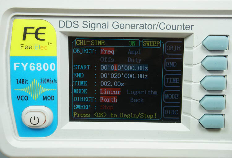 FY6800 2-Channel DDS Arbitrary Waveform Signal Generator Sweep Mode function