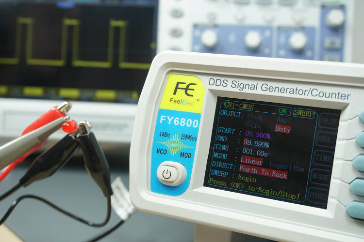 FY6800 2-Channel DDS Arbitrary Waveform Signal Generator Sweep test