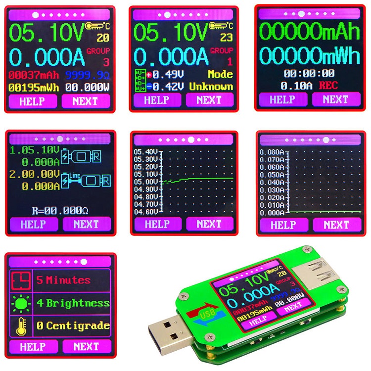 UM24 UM24C USB Tester Menus User Interface UI