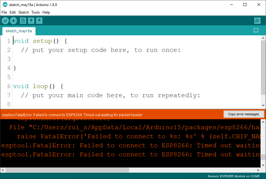 ESP8266 ESP-01 Adapter USB Programmer CH340 Serial Arduino IDE failed to upload